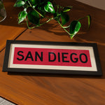 Framed San Diego Red and Black Bus Scroll - Tejas Country Club