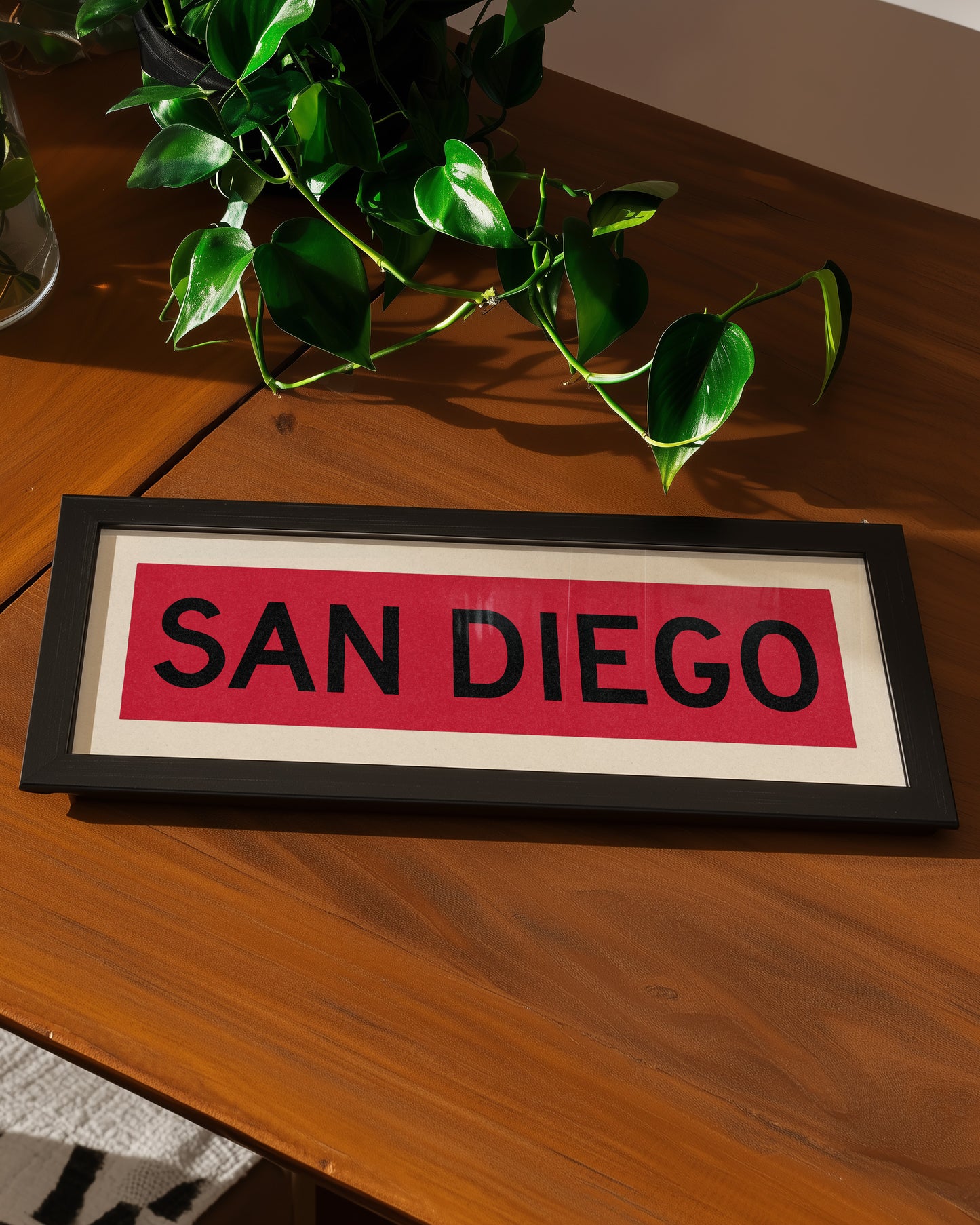 Framed San Diego Red and Black Bus Scroll - Tejas Country Club