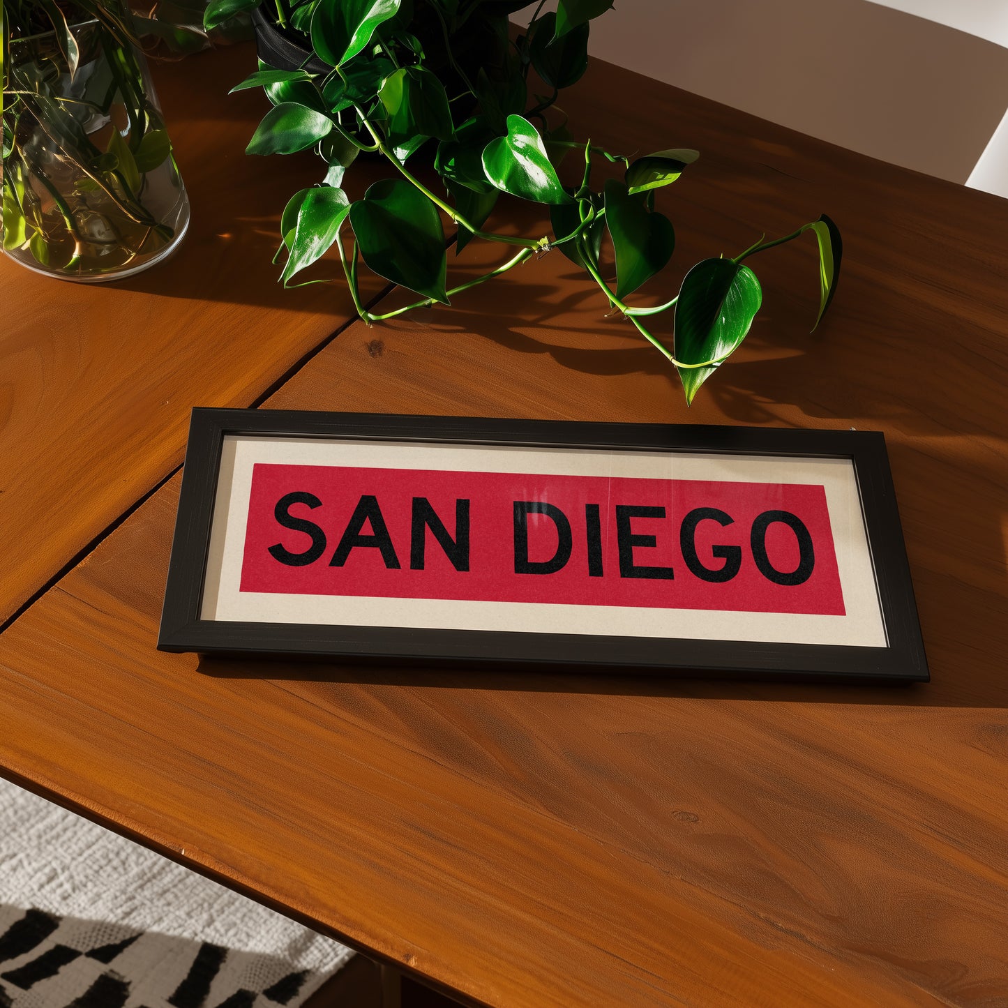 Framed San Diego Red and Black Bus Scroll - Tejas Country Club