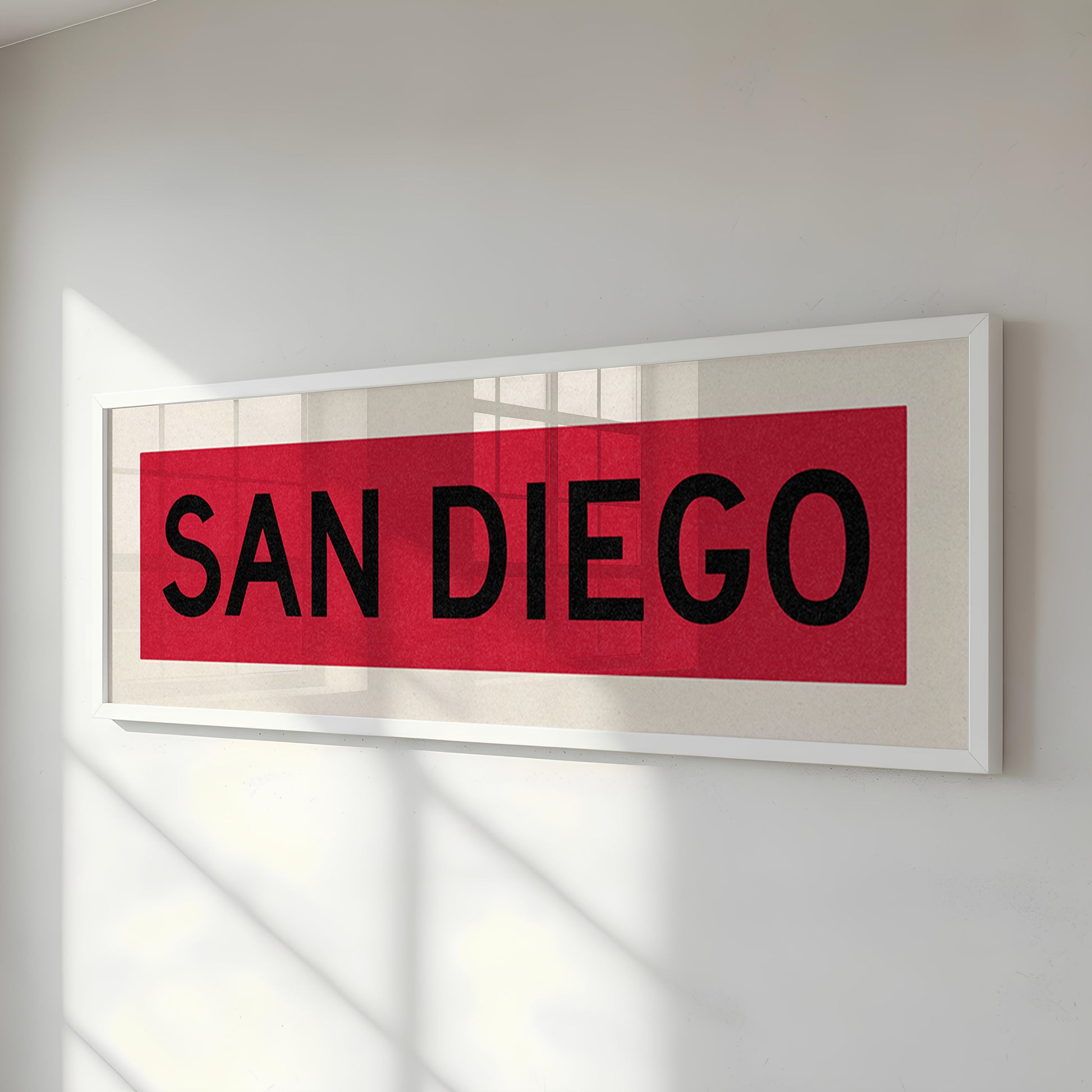 Framed San Diego Red and Black Bus Scroll - Tejas Country Club