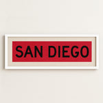 Framed San Diego Red and Black Bus Scroll - Tejas Country Club