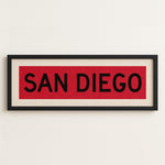 Framed San Diego Red and Black Bus Scroll - Tejas Country Club
