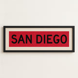 Framed San Diego Red and Black Bus Scroll - Tejas Country Club