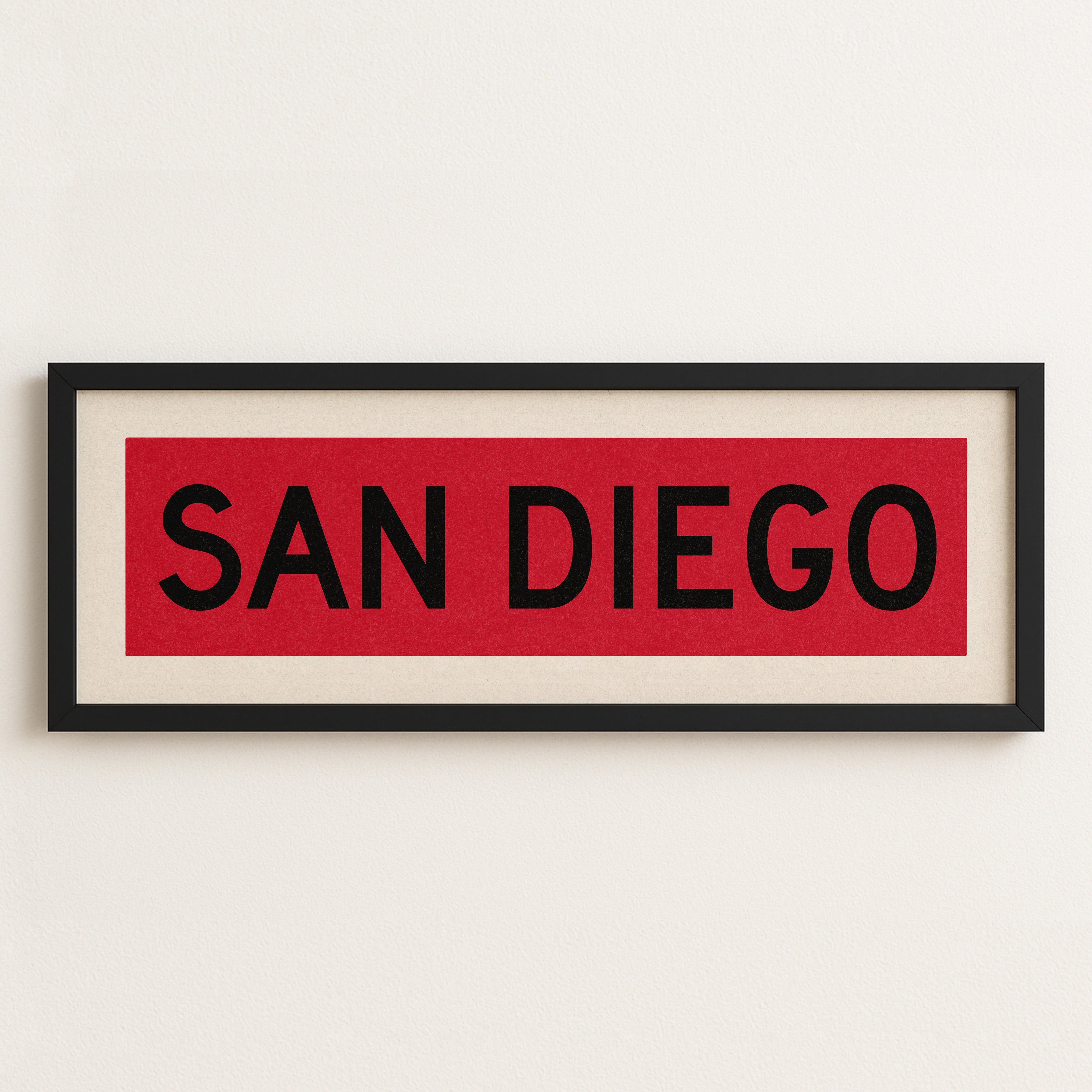 Framed San Diego Red and Black Bus Scroll - Tejas Country Club