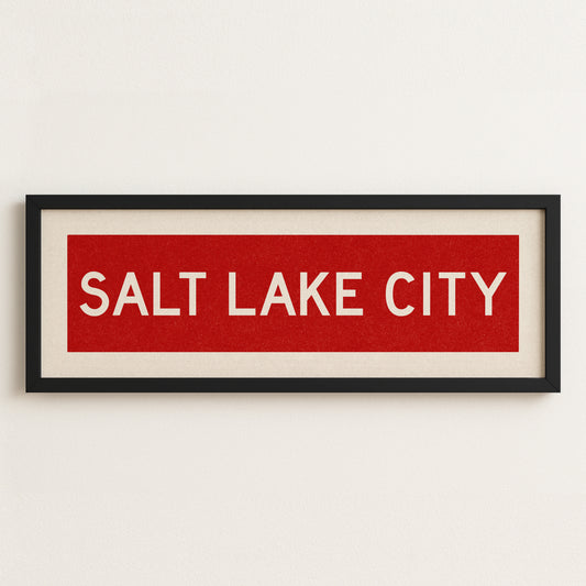 Framed Salt Lake City Red Bus Scroll - Tejas Country Club