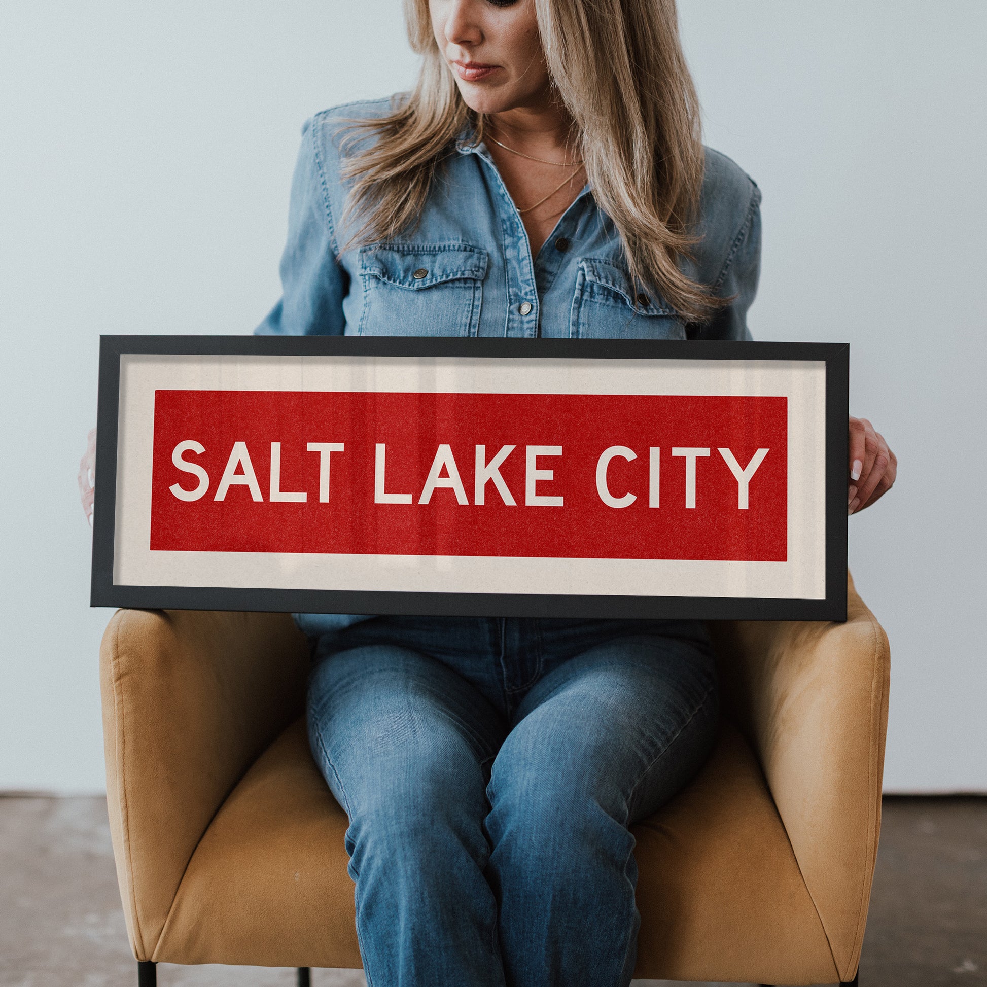 Framed Salt Lake City Red Bus Scroll - Tejas Country Club