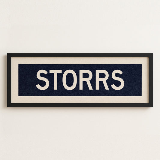 Framed Storrs Navy and White Bus Scroll - Tejas Country Club