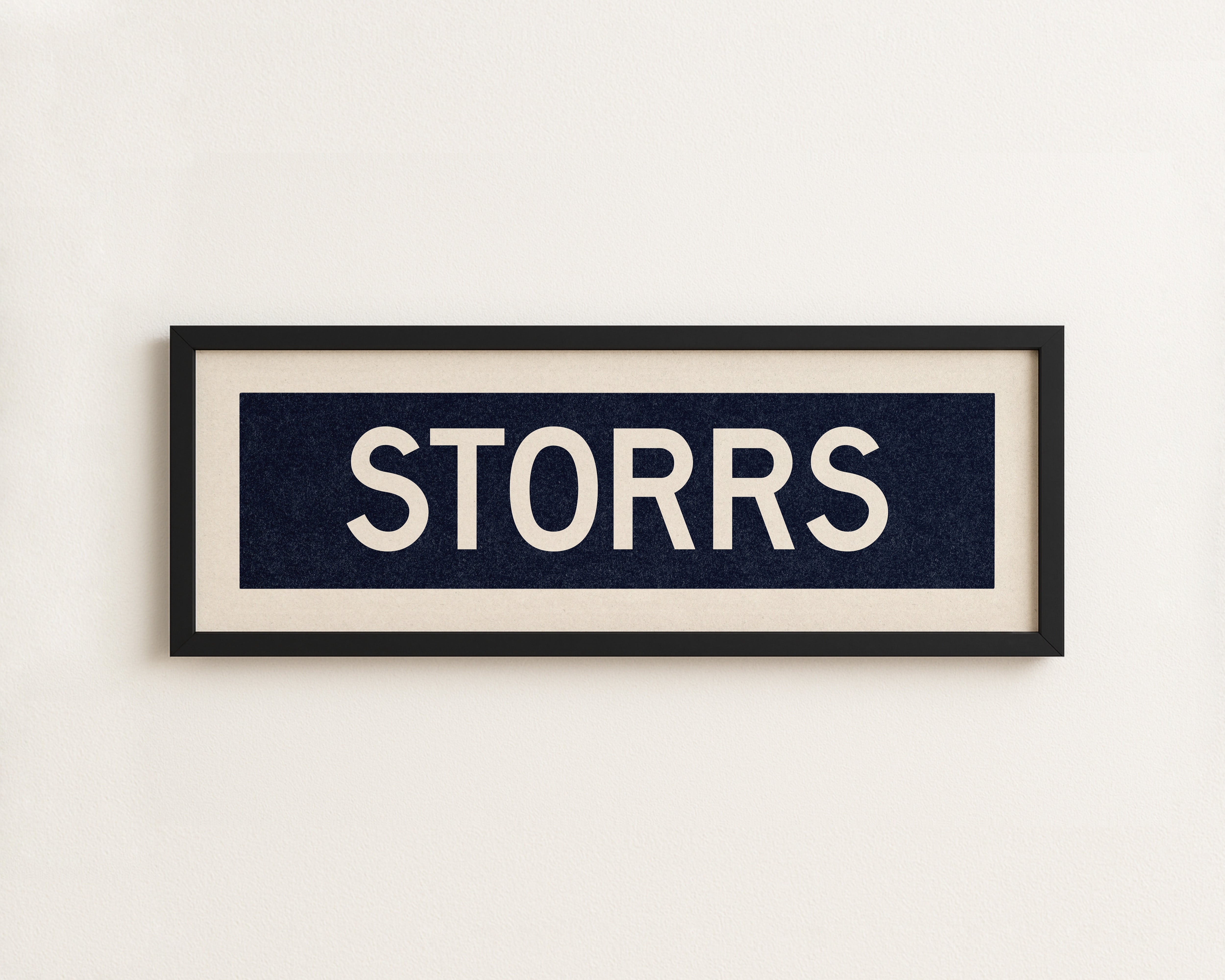 Framed Storrs Navy and White Bus Scroll - Tejas Country Club