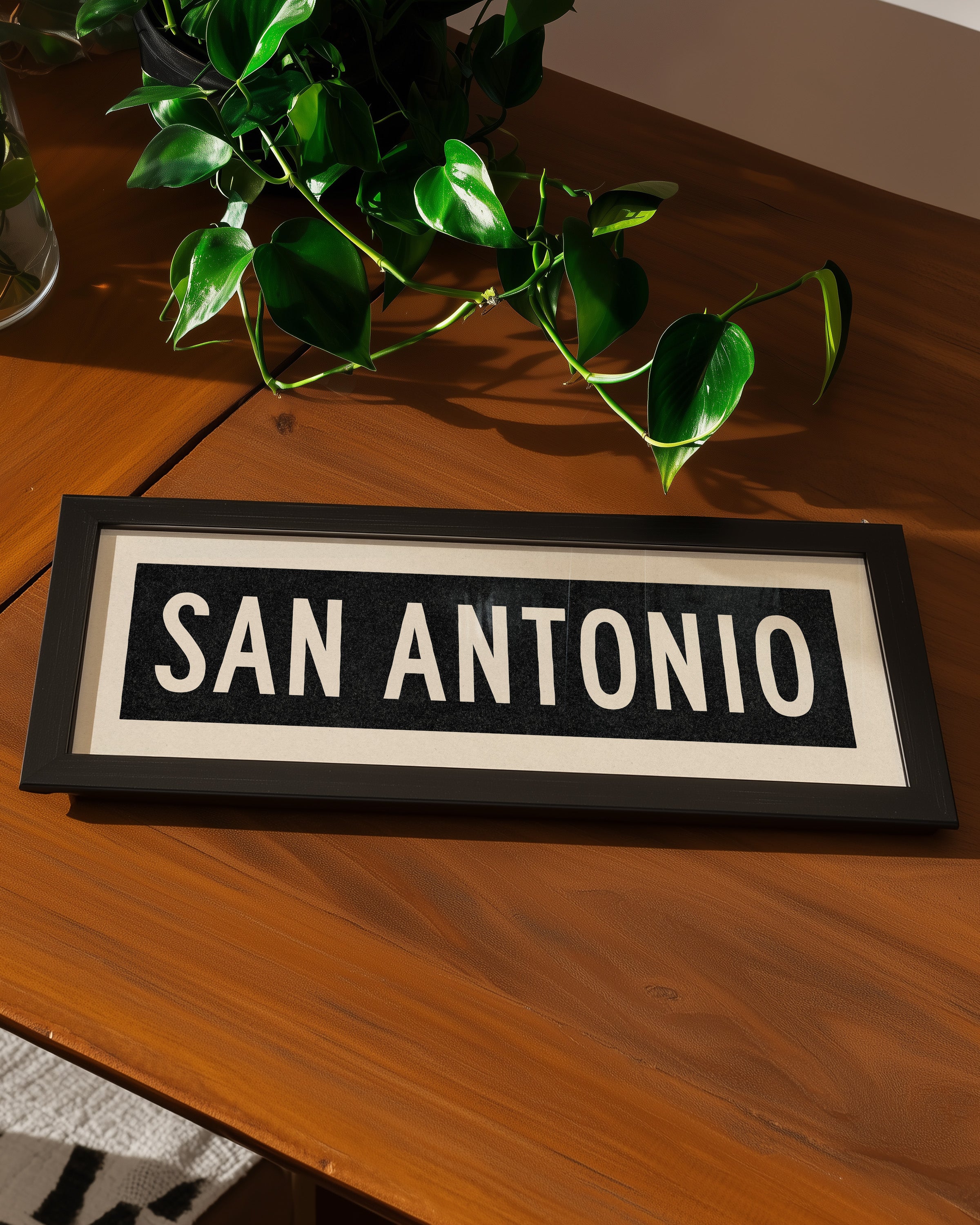 Framed San Antonio Bus Scroll Sign - Tejas Country Club