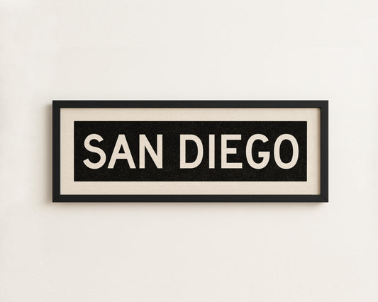Framed San Diego California Bus Scroll