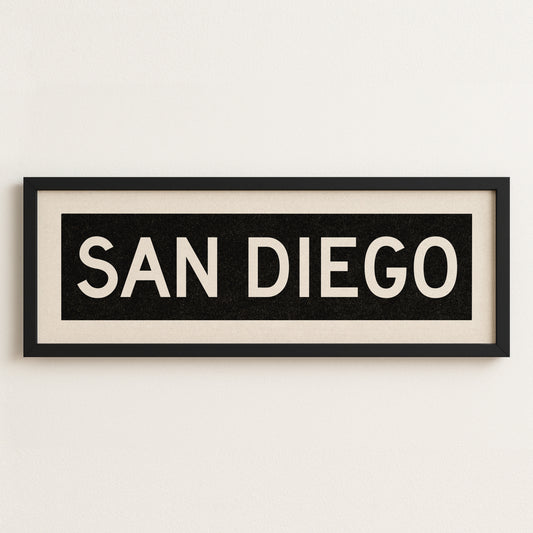 Framed San Diego California Bus Scroll
