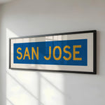 Framed San Jose Blue and Gold Bus Scroll - Tejas Country Club