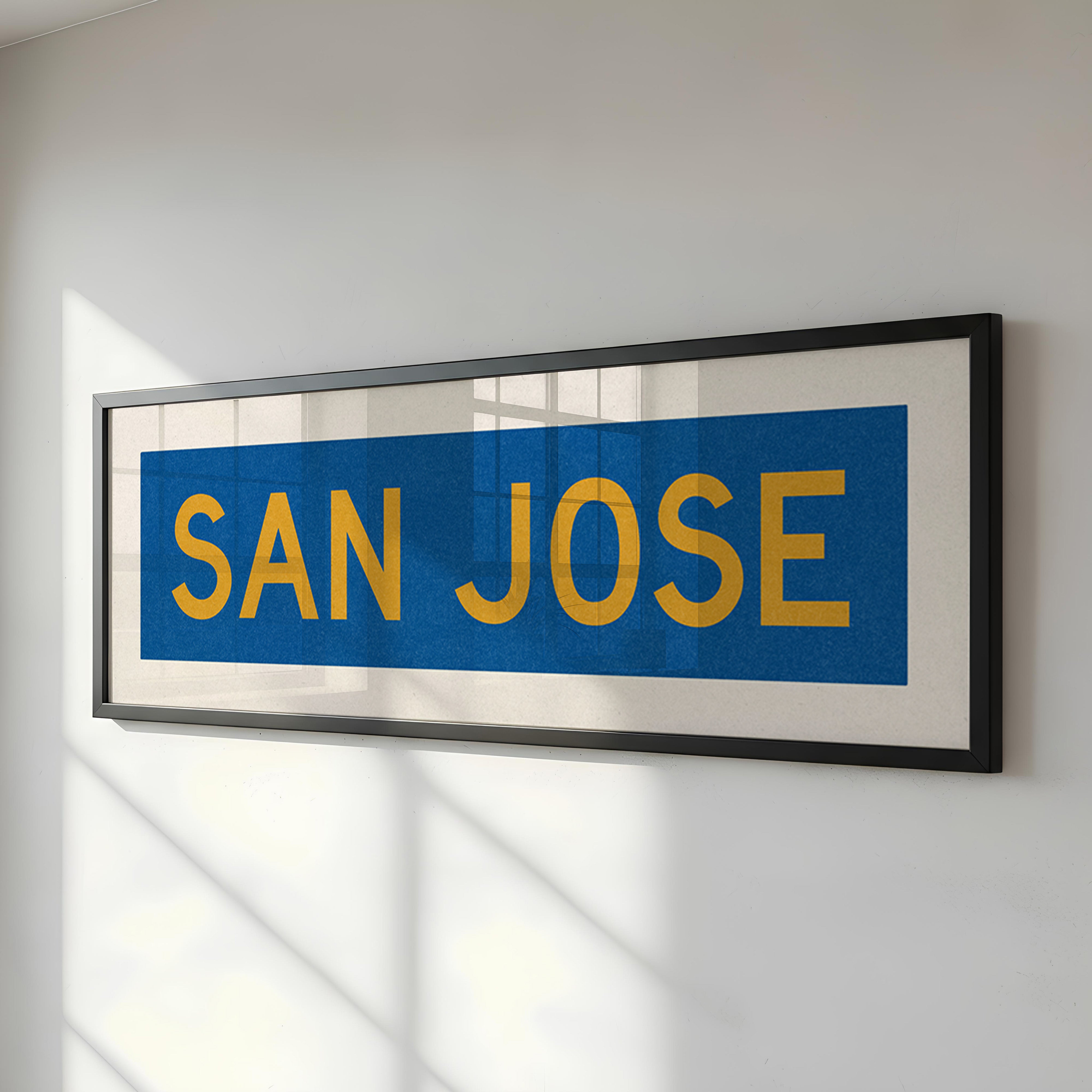Framed San Jose Blue and Gold Bus Scroll - Tejas Country Club