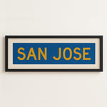 Framed San Jose Blue and Gold Bus Scroll - Tejas Country Club
