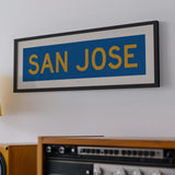 Framed San Jose Blue and Gold Bus Scroll - Tejas Country Club