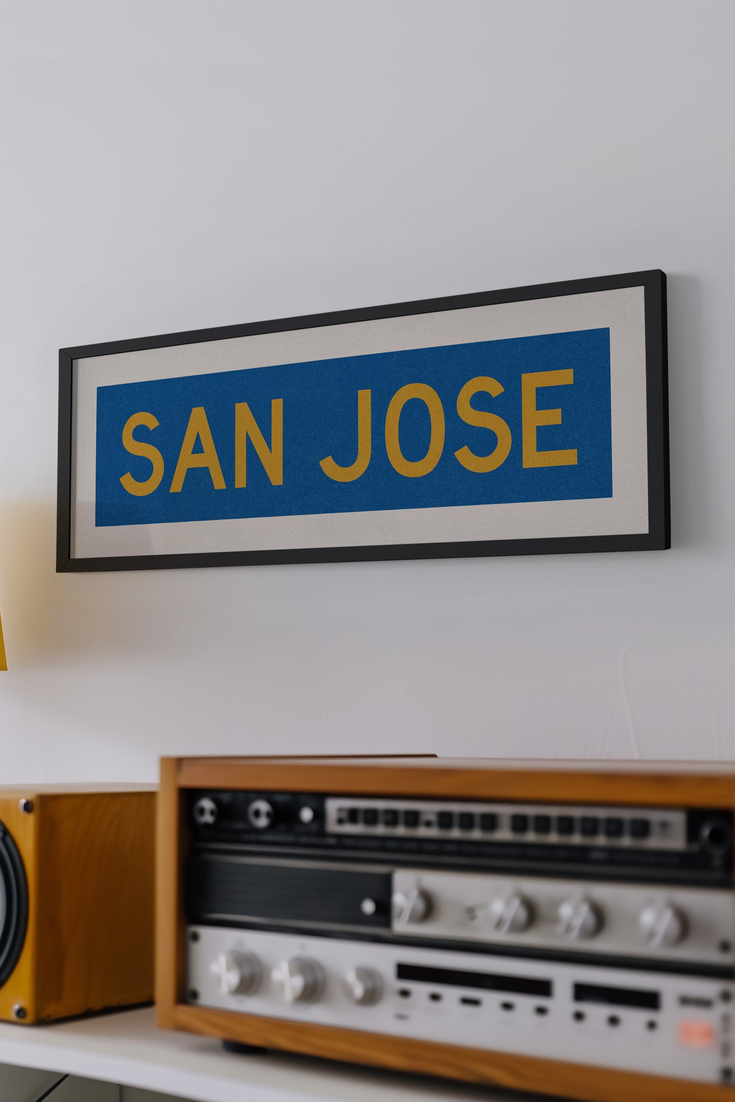 Framed San Jose Blue and Gold Bus Scroll - Tejas Country Club