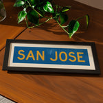 Framed San Jose Blue and Gold Bus Scroll - Tejas Country Club