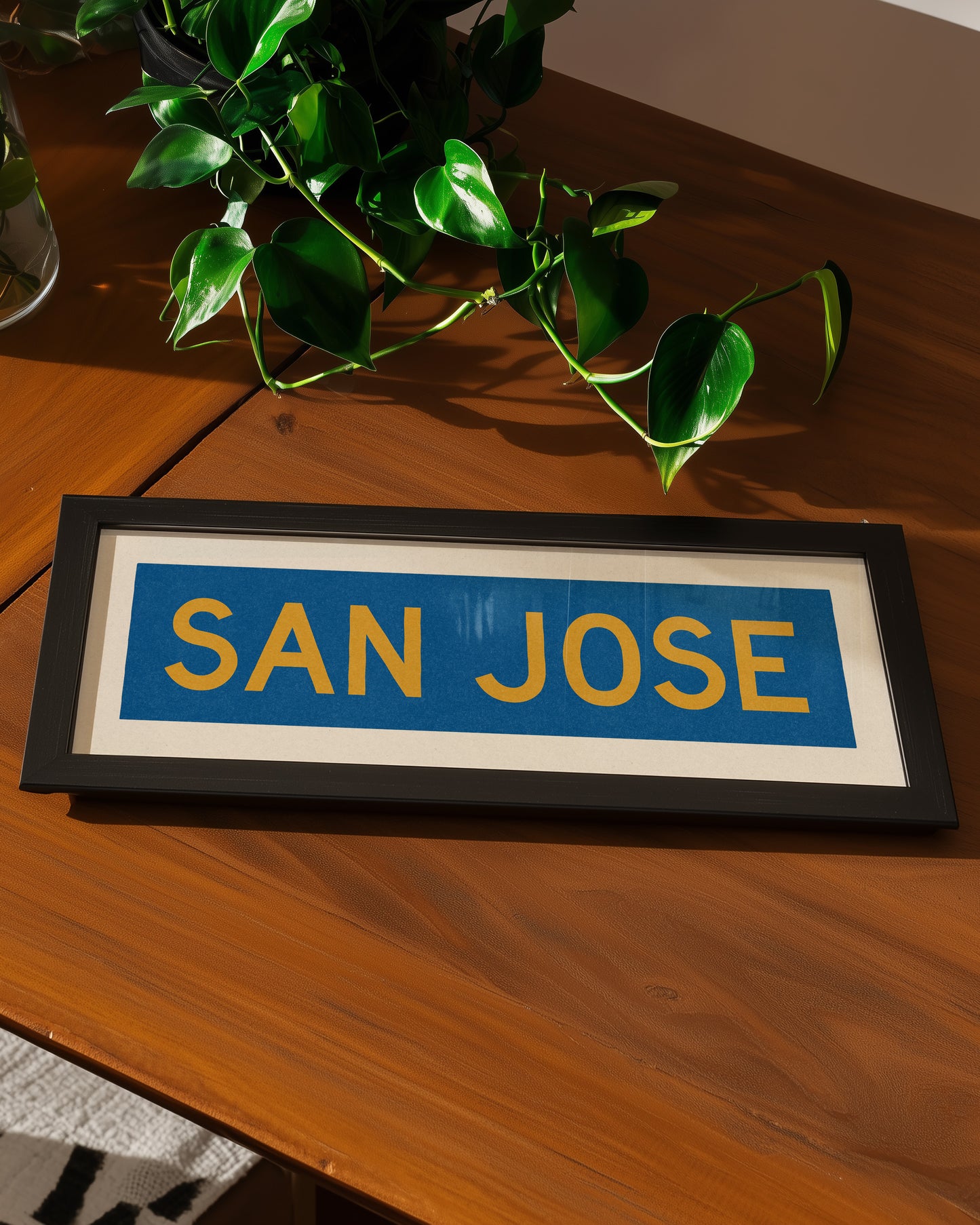 Framed San Jose Blue and Gold Bus Scroll - Tejas Country Club