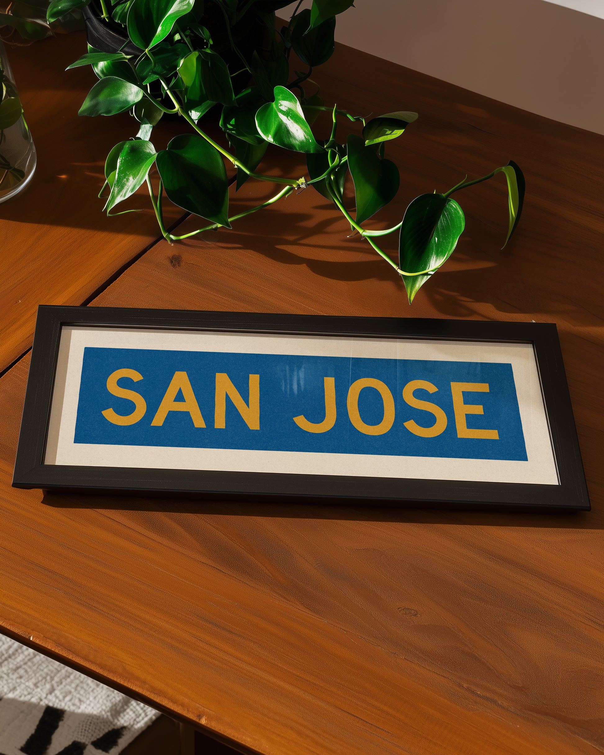 Framed San Jose Blue and Gold Bus Scroll - Tejas Country Club