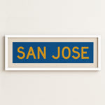 Framed San Jose Blue and Gold Bus Scroll - Tejas Country Club