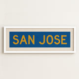 Framed San Jose Blue and Gold Bus Scroll - Tejas Country Club