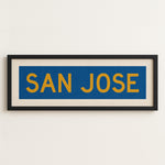 Framed San Jose Blue and Gold Bus Scroll - Tejas Country Club