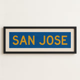 Framed San Jose Blue and Gold Bus Scroll - Tejas Country Club