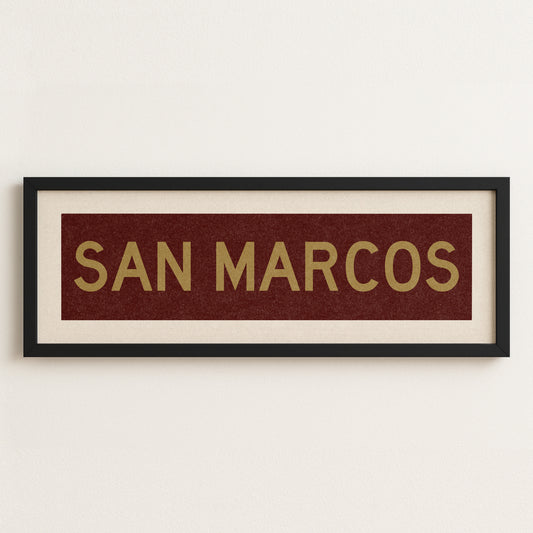 Framed San Marcos Maroon and Gold Bus Scroll - Tejas Country Club