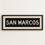Framed San Marcos Texas Bus Scroll - Tejas Country Club
