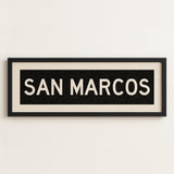 Framed San Marcos Texas Bus Scroll - Tejas Country Club