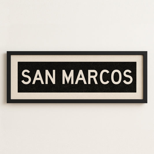 Framed San Marcos Texas Bus Scroll - Tejas Country Club