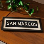 Framed San Marcos Texas Bus Scroll - Tejas Country Club