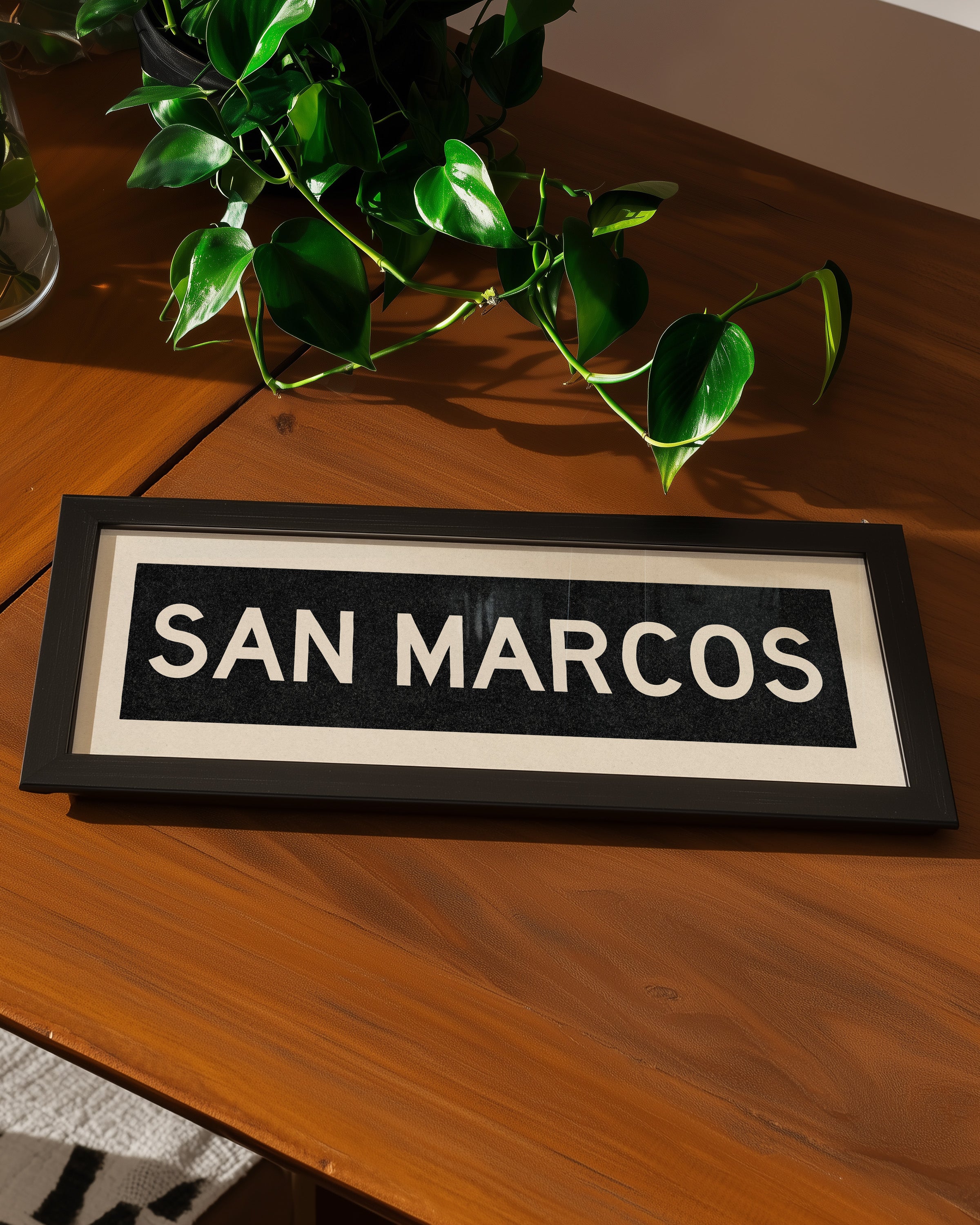 Framed San Marcos Texas Bus Scroll - Tejas Country Club