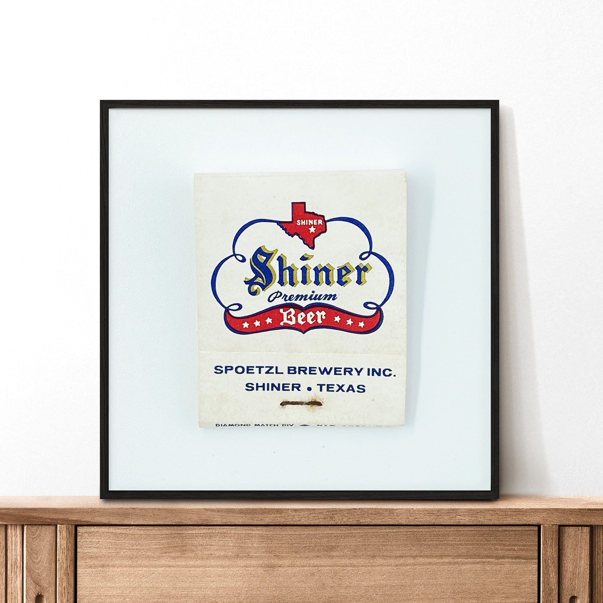 Shiner Premium Beer White Matchbook Photography Print - Tejas Country Club