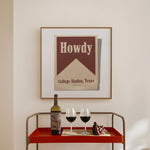 Howdy From College Station, Texas Matchbook Art Print - Tejas Country Club