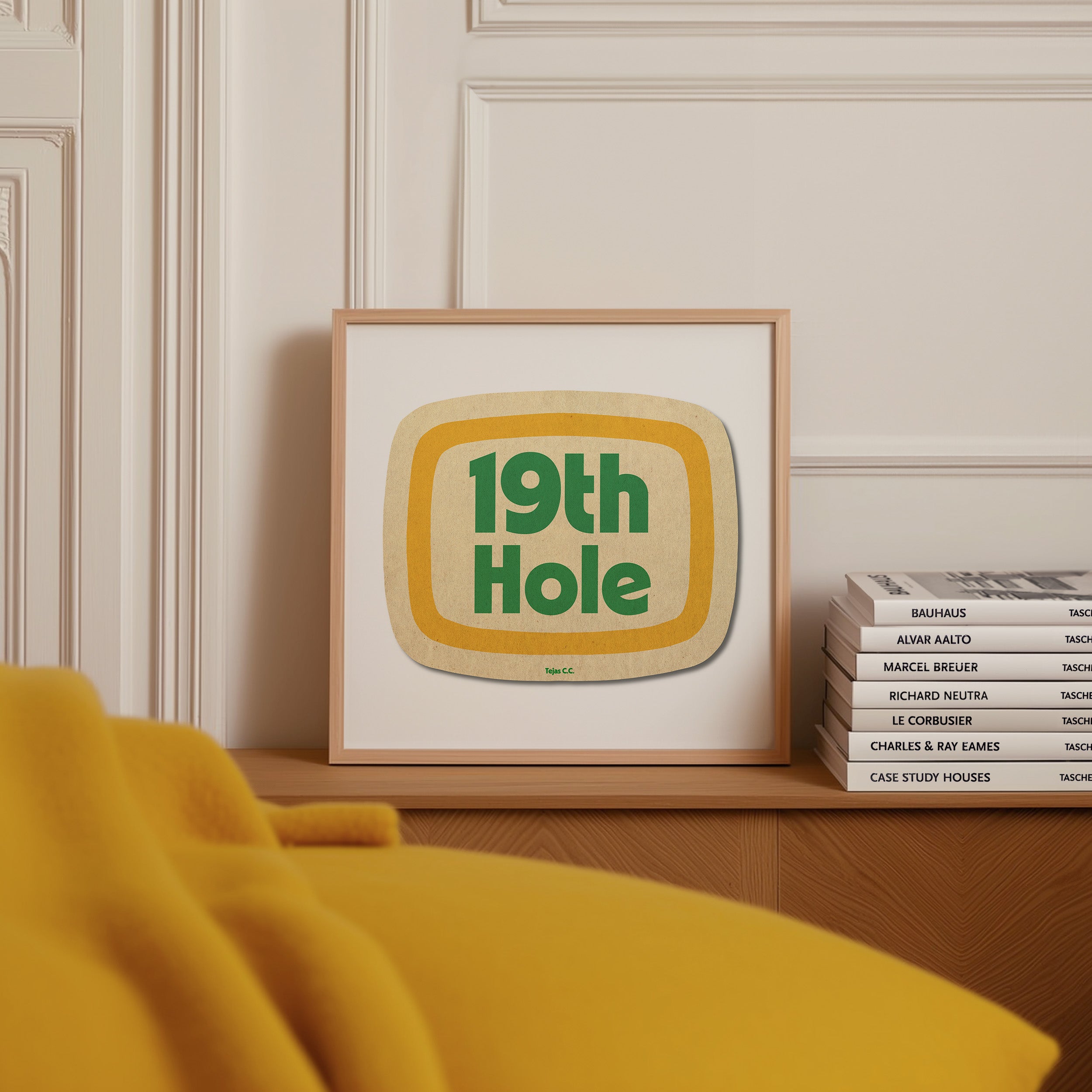 Retro 19th Hole Golf Coaster Art Print - Tejas Country Club