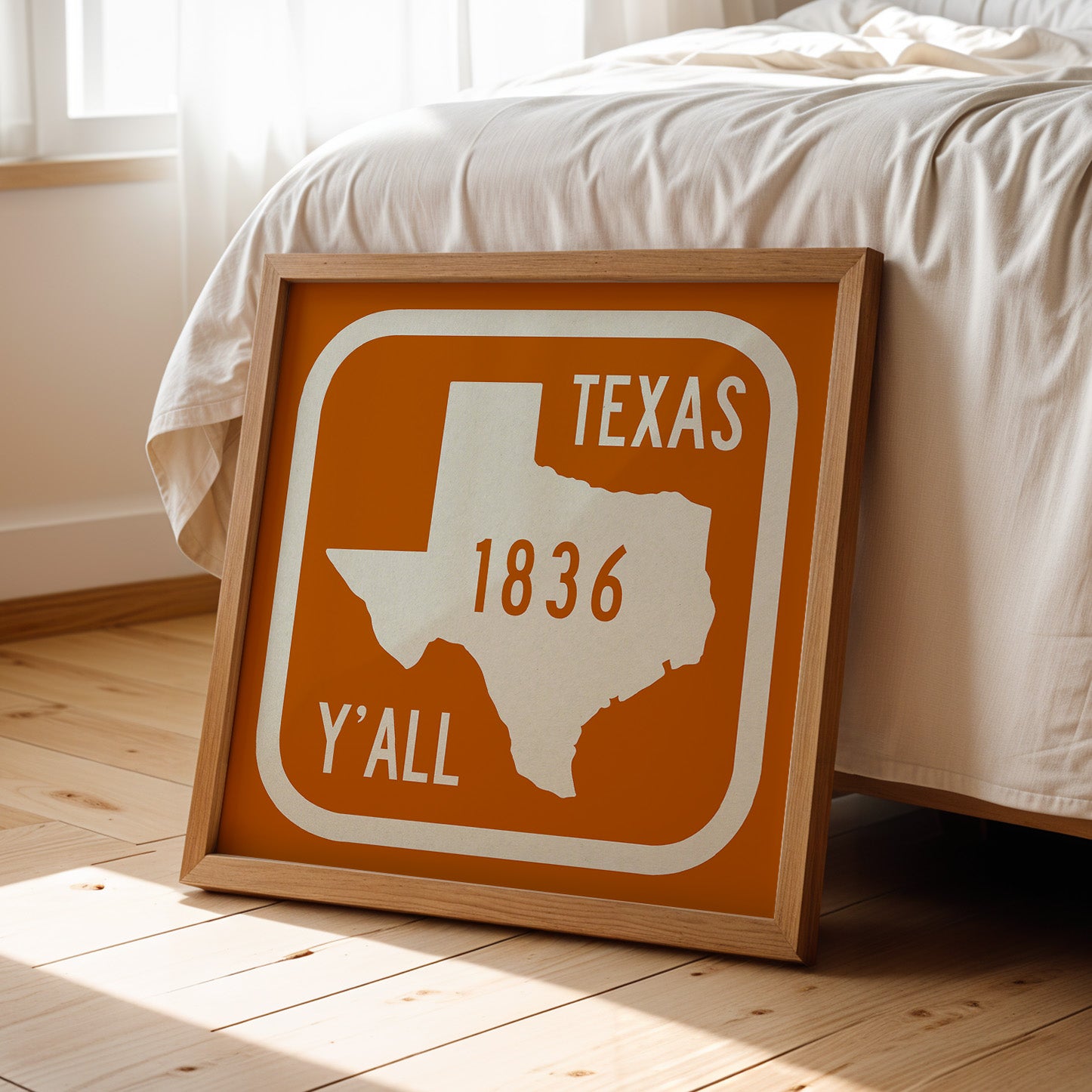 Texas Y'all Road Sign Art Print - Vintage Orange - Tejas Country Club