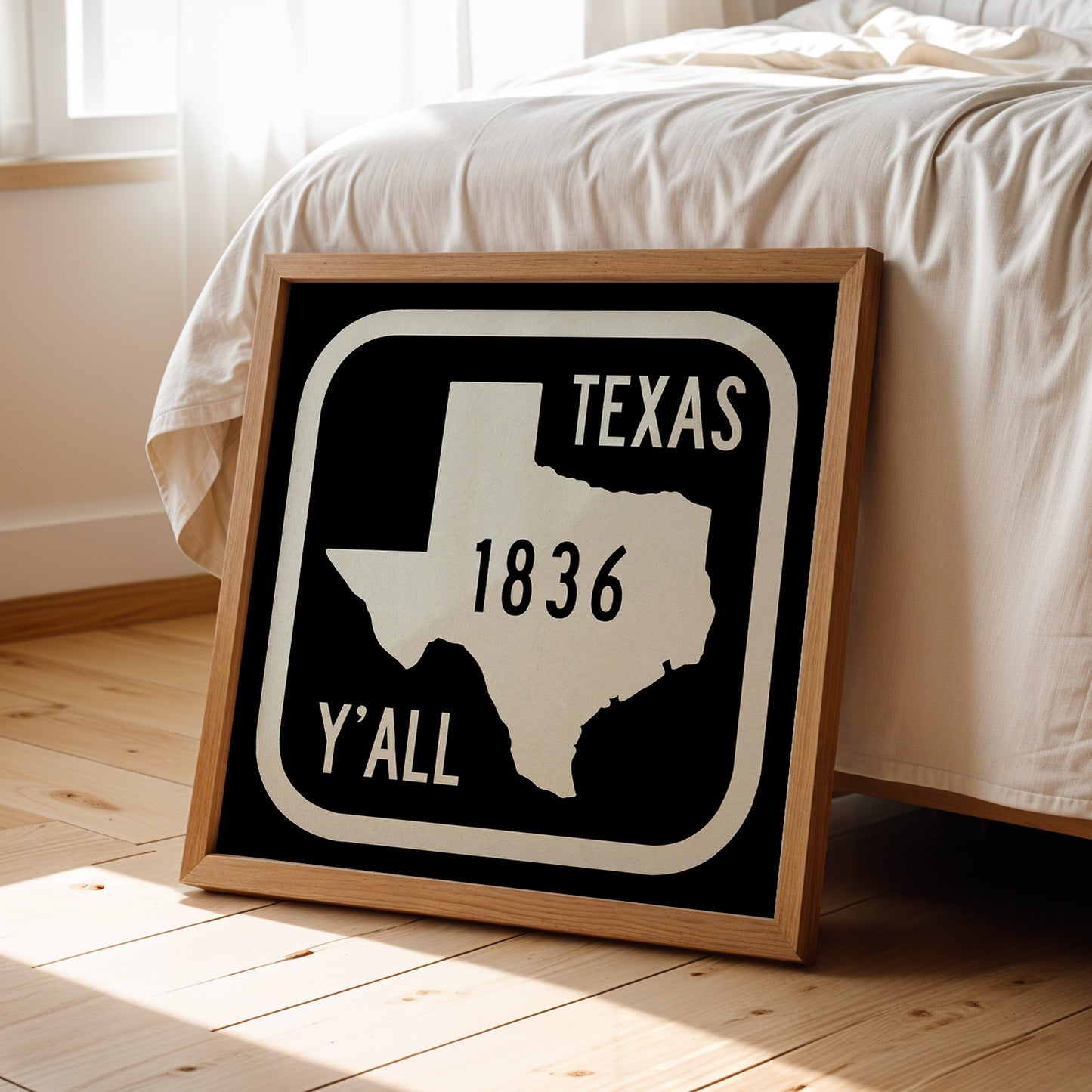 Texas Y'all Road Sign Art Print - Black