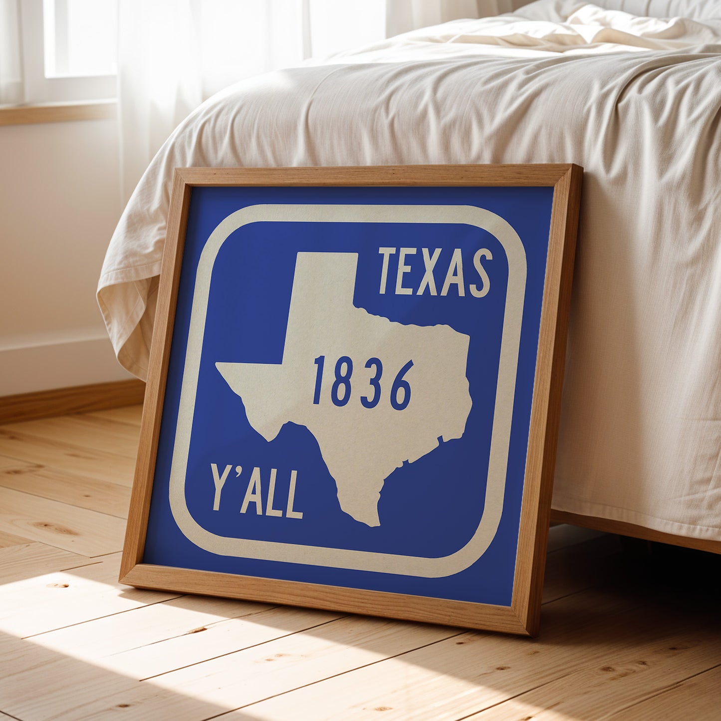 Texas Y'all Road Sign Art Print - Royal Blue