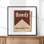 Howdy From College Station, Texas Matchbook Art Print - Tejas Country Club
