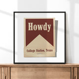 Howdy From College Station, Texas Matchbook Art Print - Tejas Country Club