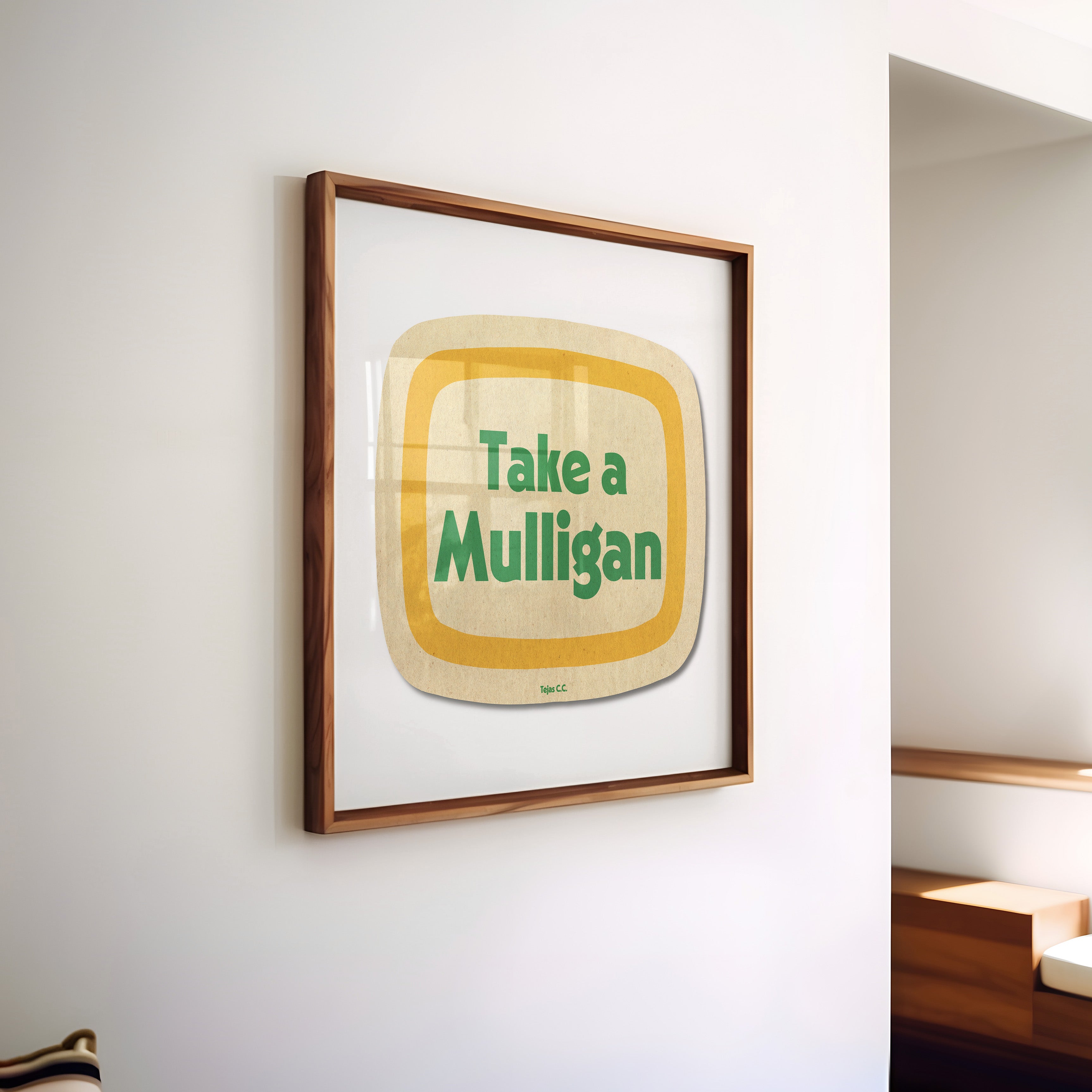 Retro Take A Mulligan Golf Coaster Art Print - Tejas Country Club