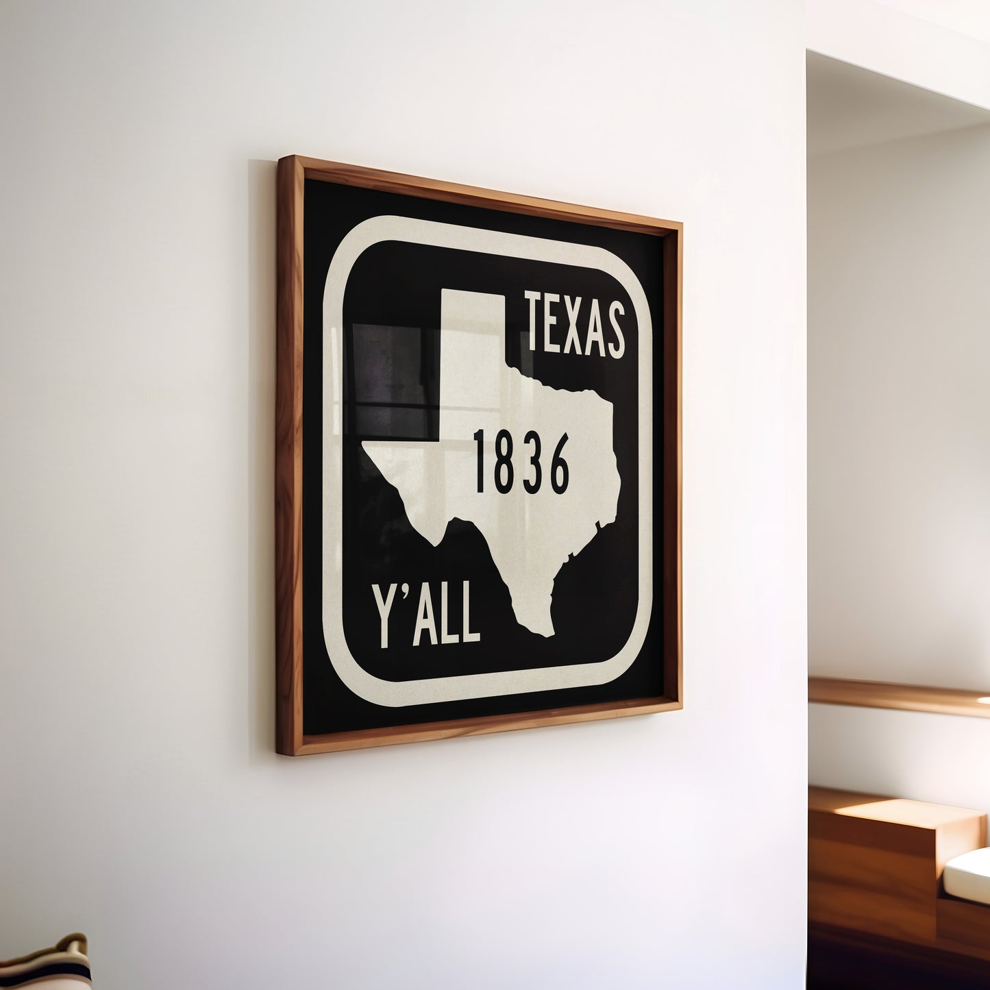 Texas Y'all Road Sign Art Print - Black
