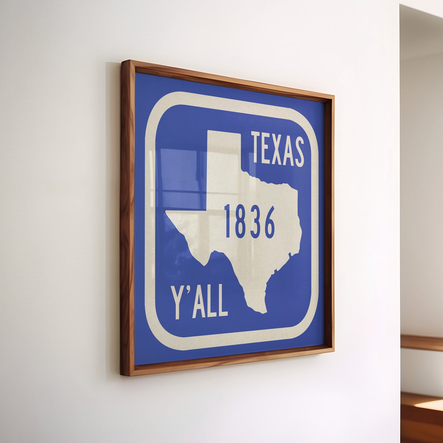 Texas Y'all Road Sign Art Print - Royal Blue