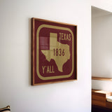 Texas Y'all Road Sign Art Print - Maroon & Gold