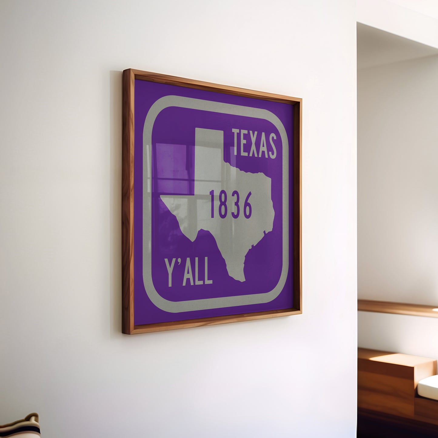 Texas Y'all Road Sign Art Print - Purple