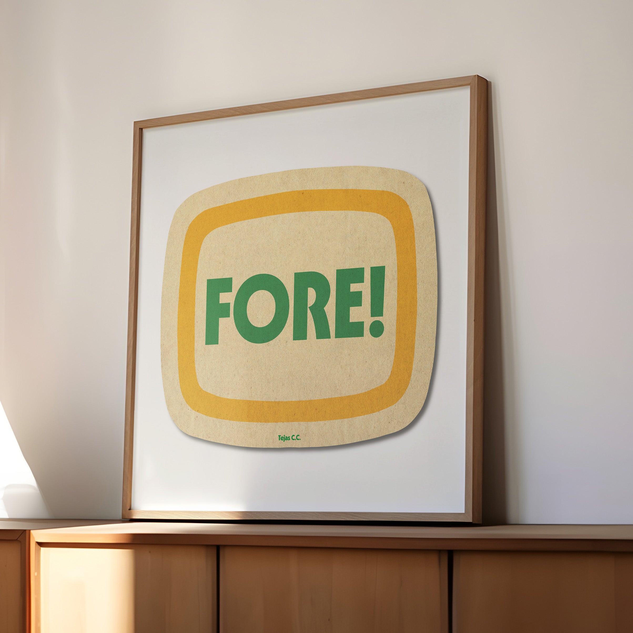 Retro Fore! Golf Coaster Art Print - Tejas Country Club
