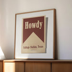 Howdy From College Station, Texas Matchbook Art Print - Tejas Country Club