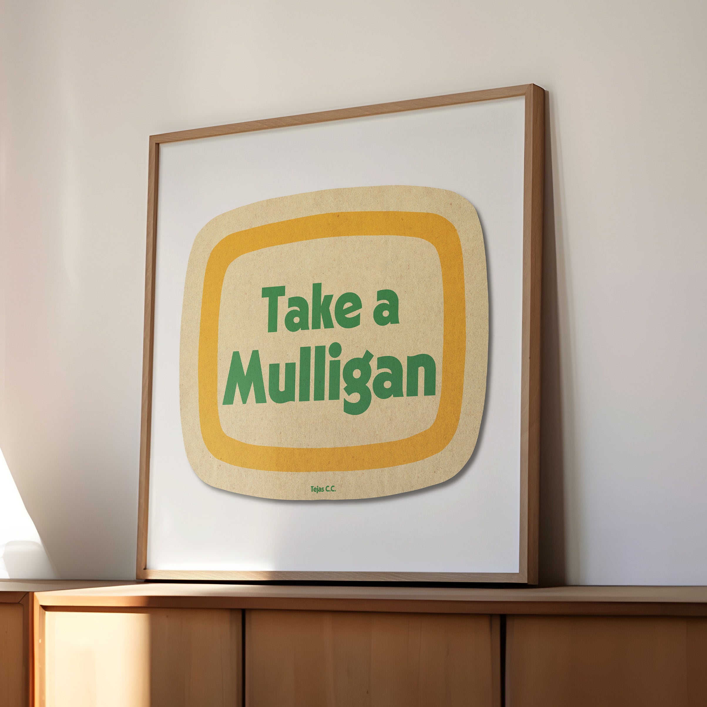 Retro Take A Mulligan Golf Coaster Art Print - Tejas Country Club