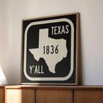 Texas Y'all Road Sign Art Print - Black - Tejas Country Club